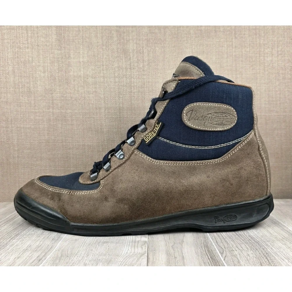 Vintage Vasque Skywalk Gore-Tex Hiking Boots Mens 13M Italy Cow Suede Canvas